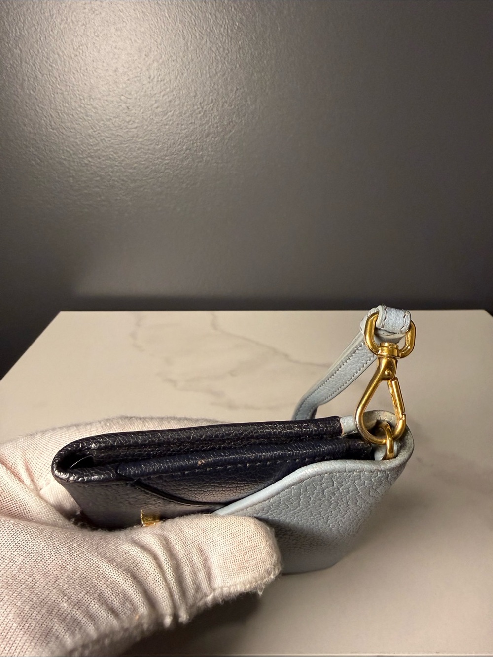 Miu Miu Light Blue and Black Leather Wristlet Wallet - Picture 4 of 5